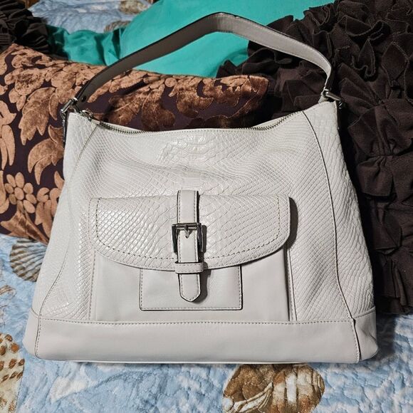 Coach Charlie Python Embossed Hobo Shoulder Bag Purse - Picture 1 of 8
